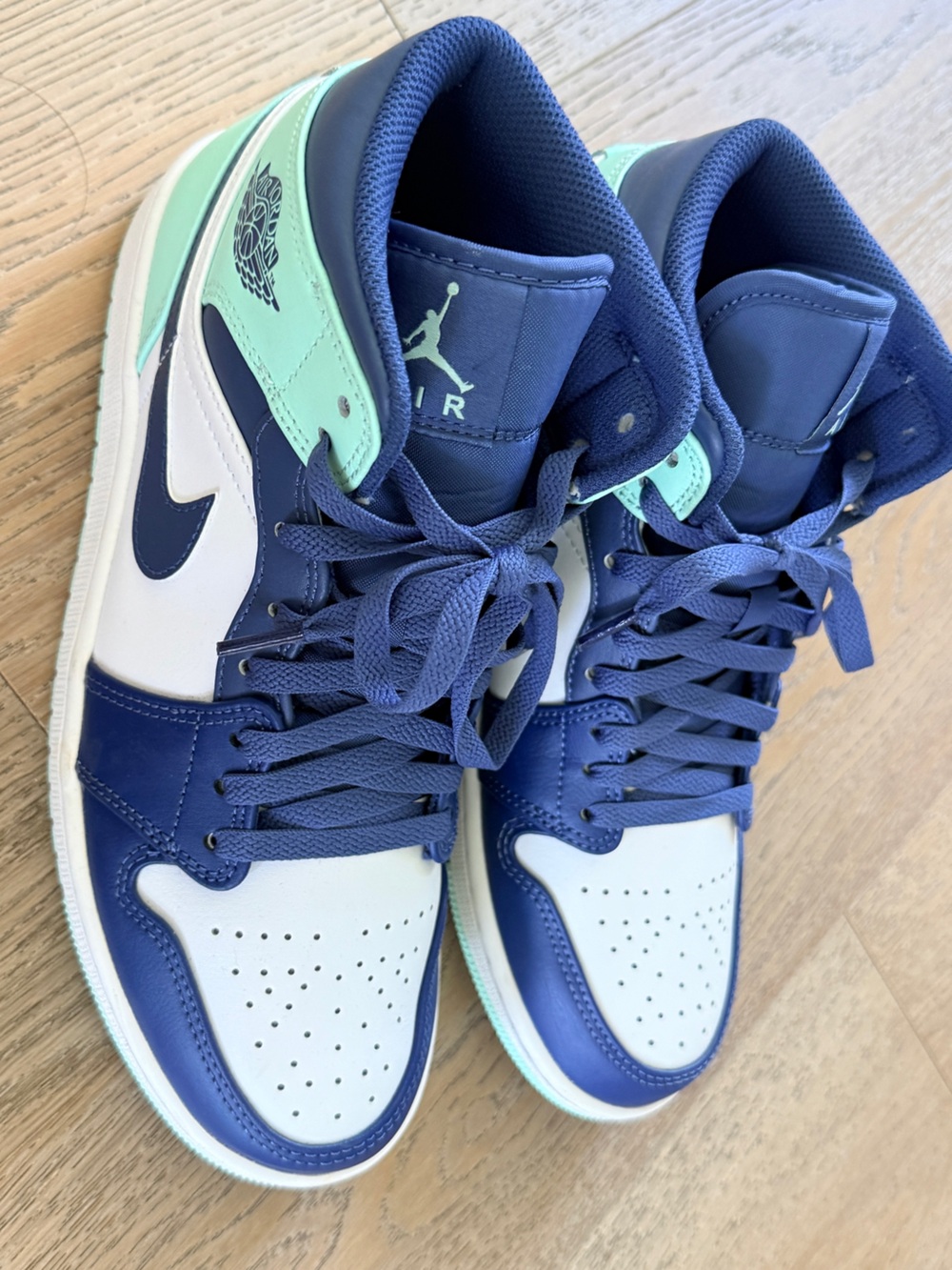 Jordan 1 Mid Box Label - Navy, Mint Foam, White